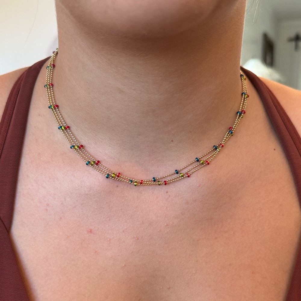 14k yellow gold multi strand necklace